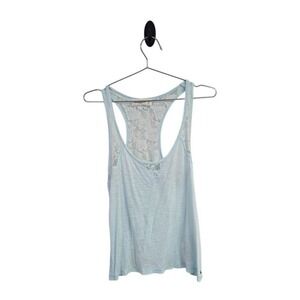 Y2K Abercrombie and Fitch Lace Trim Racerback Tank‎ Top Open Back 2000s Blue S